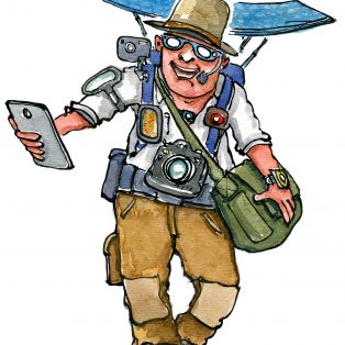 Drawing of a digital hiker